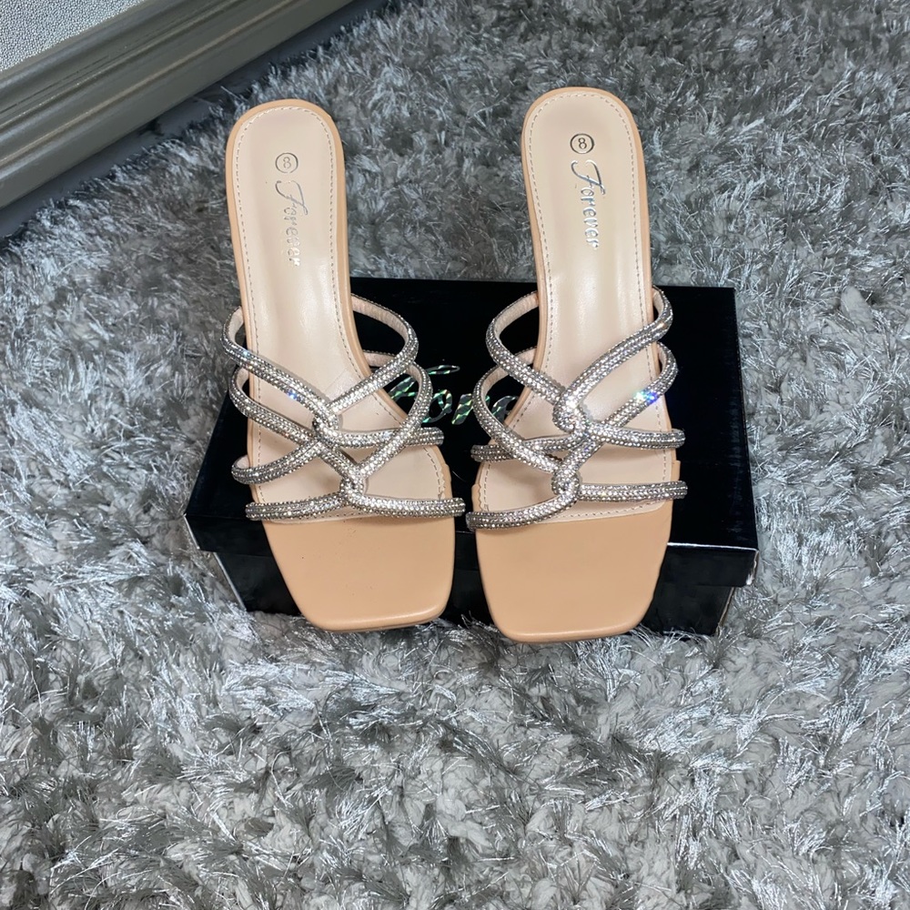 Forever Rhinestone/Sparkly Tan Heels - Picture 3 of 5